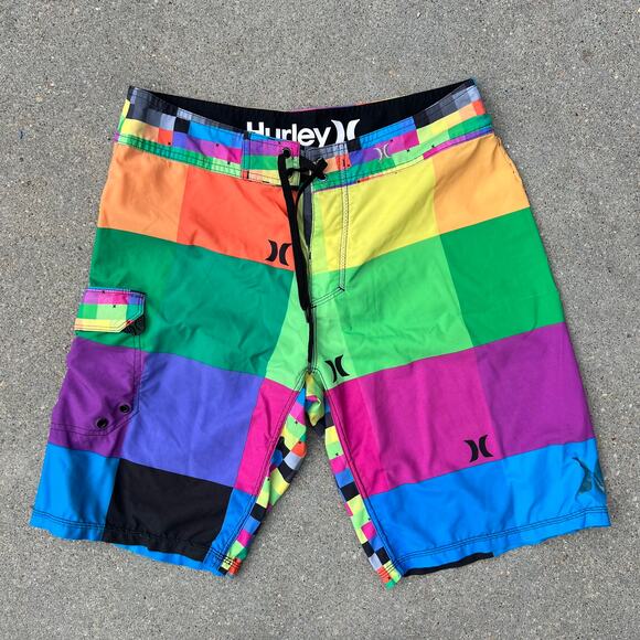 Hurley Phantom bold primary color block board shorts swim trunks - Picture 1 of 4